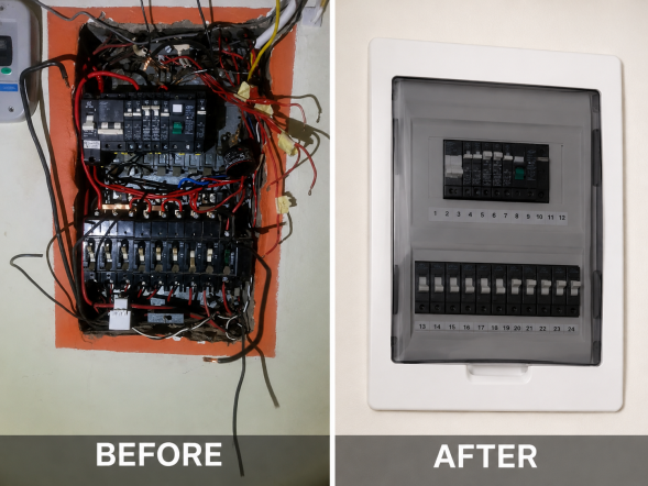 Electrician working on residential electrical installation